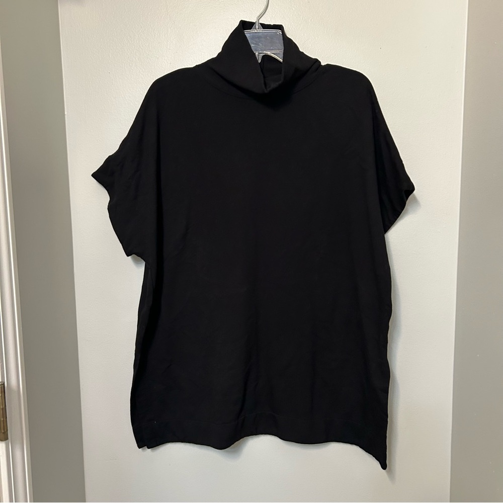 Mono B Cowl Neck Fleece Sweatshirt Black Short Sleeve Medium Sweatshirt EUC